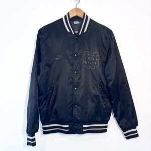 Nike Sportswear Beaverton Oregon Black Satin Varsity Destroyer Jacket Men’s S